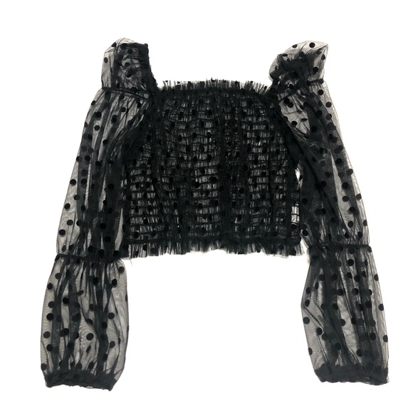 💗 polka dot sheer off -Shoulder top S - Picture 3 of 7